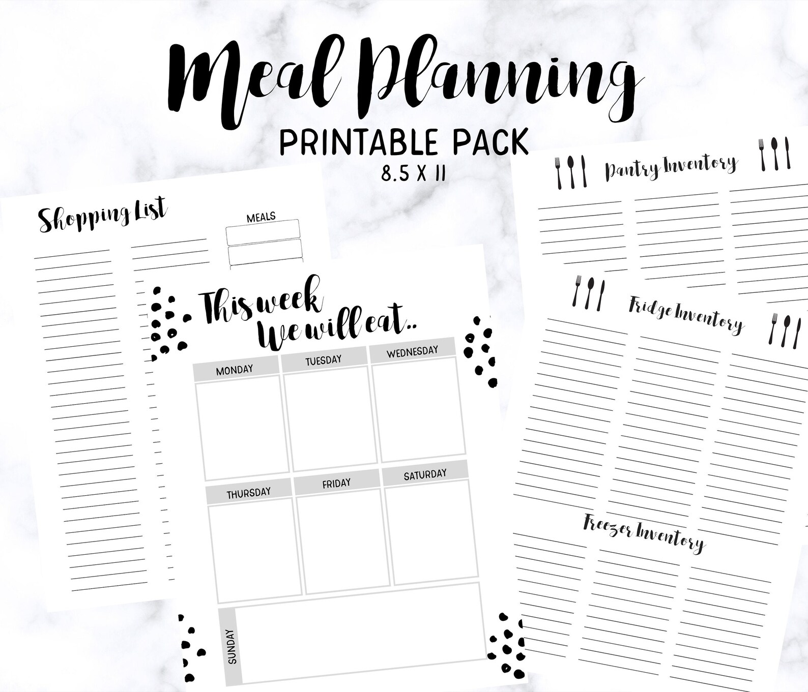 Weekly Meal Plan Printable Meal Planner With Grocery List Etsy