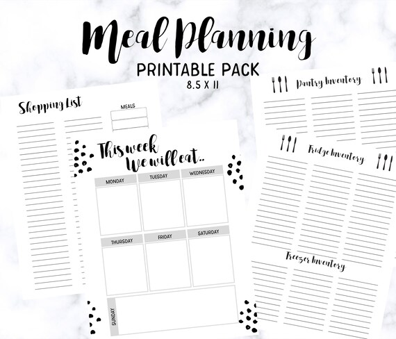 Weekly Meal Plan Printable Meal planner with grocery list | Etsy