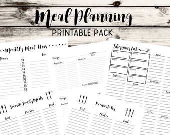 Planificador de comidas semanal, Imprimibles de planificación de comidas, Planificador de menú semanal, Lista de compras, Planificador de comidas