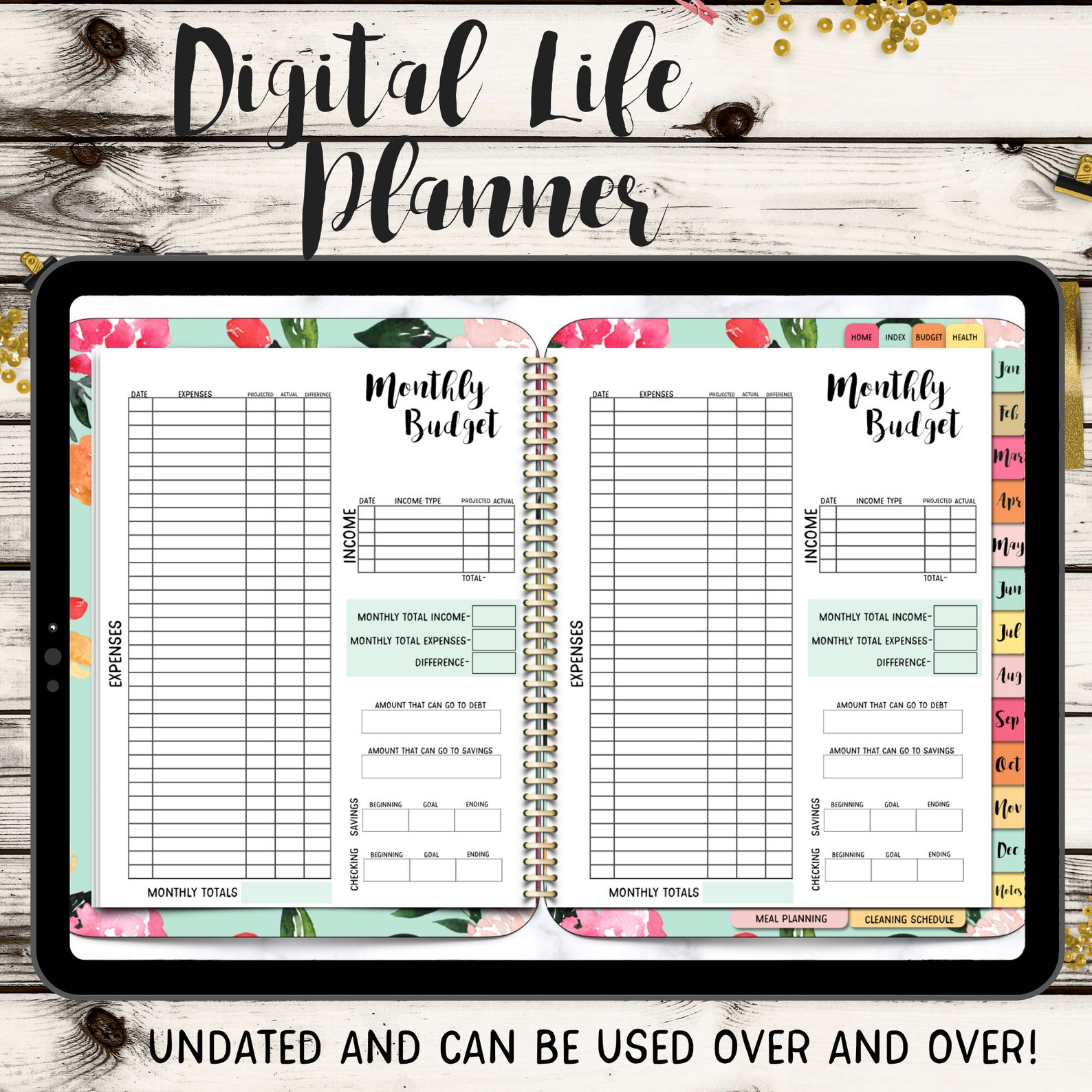 Digital Life Planner, Undated Digital Planner, Goodnotes Planner ...
