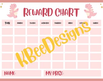 Pink Dinosaur Child's Reward Chart | Foster Growth and Positivity