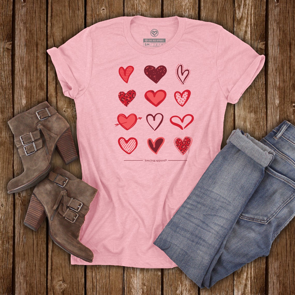 Valentine Hearts Shirt Cute Valentines Tee Valentines Day Etsy 