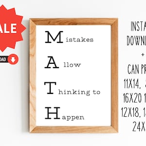 MATH Mistakes Allow Thinking To Happen/Gift for Math Teacher/Math Teacher Gift/11x14, 8x10, 16x20, 12x18, 12x16, 18x24, 24x36