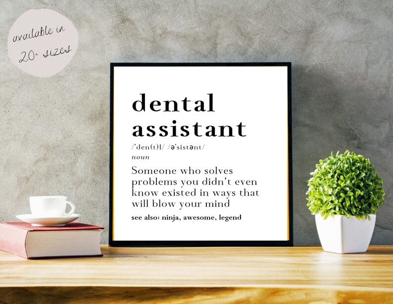 Dental Assistant Definition Wall Art/printable Dental Etsy Australia