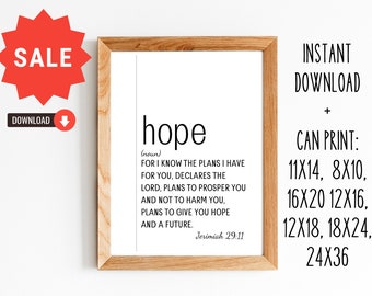 Hope Definition Gift/Decorative Hope Definition Sign/Wedding Gift/8x10, 11x14,16x20, 12x18, 12x16, 18x24, 24x36/INSTANT DOWNLOAD