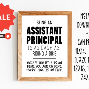Cadeau pour directeur d&#39;école/directeur d&#39;école adjoint Facile comme faire du vélo/8x10, 11x14,16x20, 12x18, 12x16, 18x24, 24x36