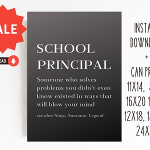 Cadeau pour le directeur d&#39;école/Cadeau d&#39;appréciation pour le directeur d&#39;école/11x14, 8x10, 16x20, 12x18, 12x16, 18x24, 24x36/TÉLÉCHARGER