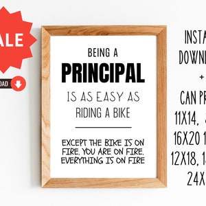 Cadeau pour le principal/Cadeau pour le principal/Principal Facile comme faire du vélo/appréciation de l&#39;enseignant/8x10, 11x14,16x20, 12x18, 12x16, 18x24, 24x36