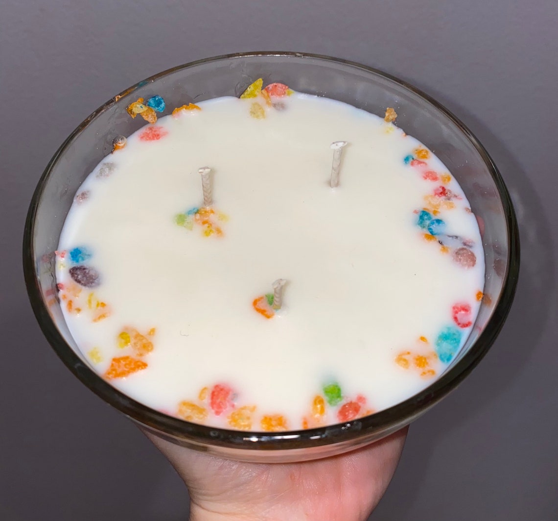 Cereal Bowl Candle Fruity Pebbles type Cereal Bowl Candle Etsy