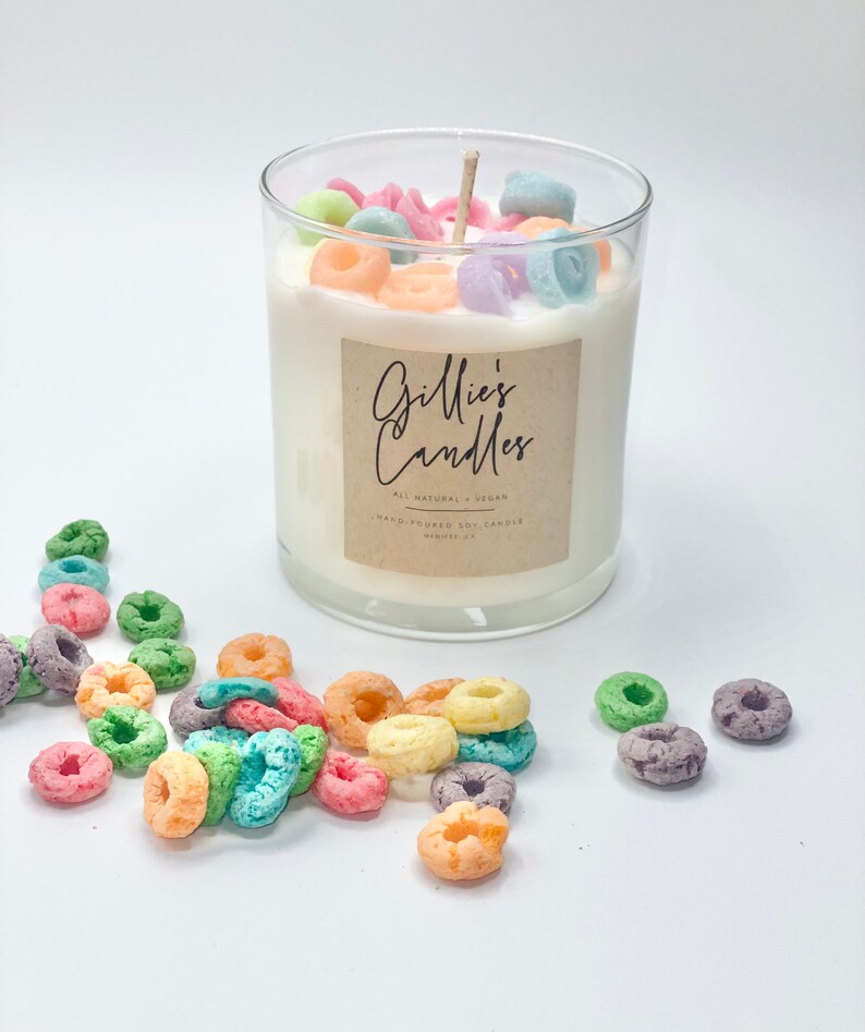 Fruit Loops Cereal Candle Cereal Bowl Candle Fruit Loops Etsy