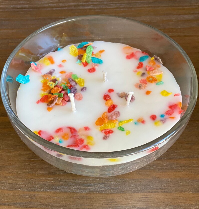 Cereal Bowl Candle Fruity Pebbles type Cereal Bowl Candle Etsy