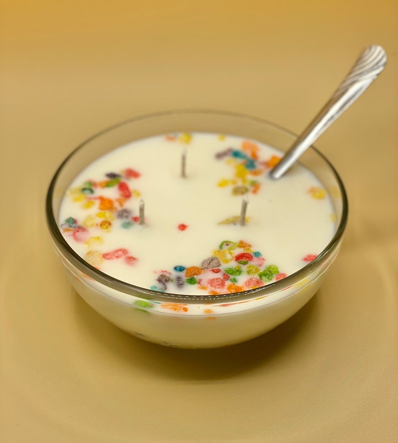 Cereal Bowl Candle Fruity Pebbles type Cereal Bowl Candle Etsy