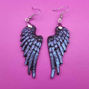 Iridescent Angel Wings Resin Earrings