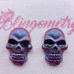 Iridescent Skull Stud Earrings