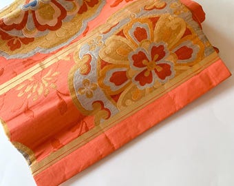 Vintage 184” (15+ Feet) Silk Brocade Japanese Fukuro Obi  display picture 2