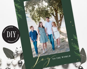 DIY Holiday Photo Card Template, Printable Christmas Photo Card, Holiday Card with Photographs, Instant Download, Christmas Card