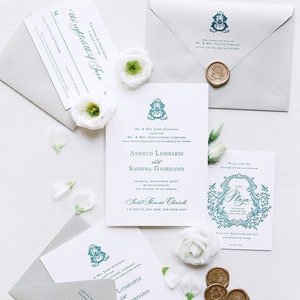 Printed Wedding Invitation - Elegant Wedding Invitations, Monogram Wedding Suite, Luxury Wedding Invitation Set, Romantic Wedding Invitation