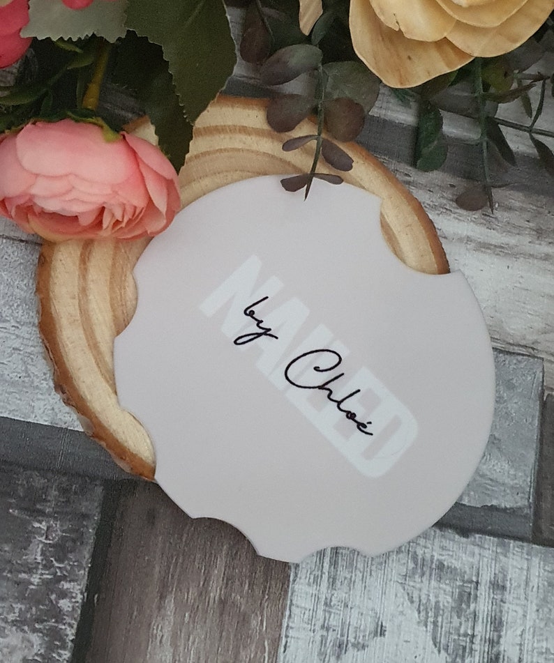 Nailfie acrylic disc, personalised nail display holder, nail art prop, nail tech accessory display, logo photo prop,nailfie salon photo prop image 1