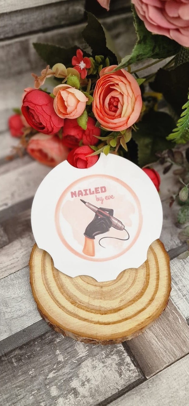 Nailfie acrylic disc, personalised nail display holder, nail art prop, nail tech accessory display, logo photo prop,nailfie salon photo prop image 4