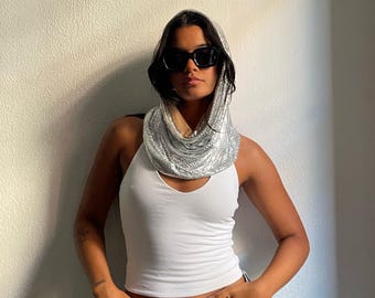 Chainmail Hood: Metal Mesh Headpiece, Rave Party Festival Costume Outfit