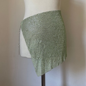 Ivy Crystal Skirt | Mesh Chainmail Slit Skirt Unique Y2K Party Clothing Going Out Summer Rave Wear Festival Outfit Birthday Look Sequins