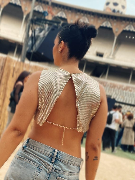 Spectrum Metal Top (gold) | Mesh Chainmail Party Going Out