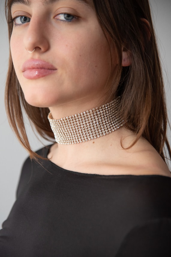 Duchess Choker Crystal Metal Mesh Y2K Diamond Accessory Rhinestone Sparkly  Sequins Chainmail Paris Hilton 2000 Necklace Party - Etsy