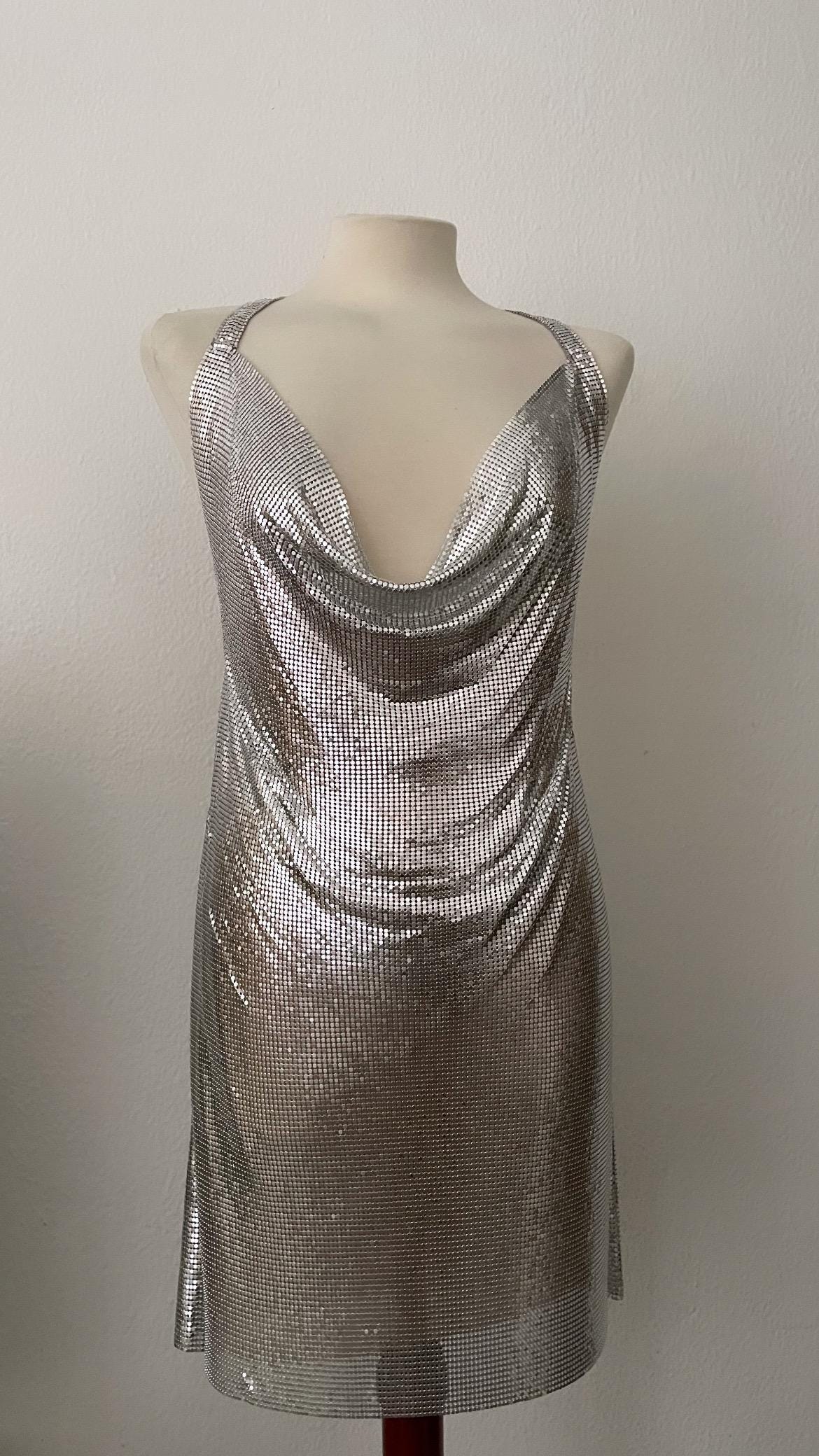 Stargirl Dress: Metal Chainmail Mesh, Sequin Glam Party Outfit