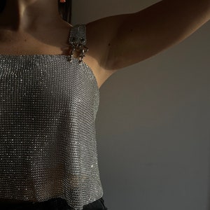 Lust Crystal Top Crystal Metal Mesh Chainmail Party Going Out Nightclub Sequins Rhinestone Diamond New Year Rave Crop Bralette Gift Idea image 8