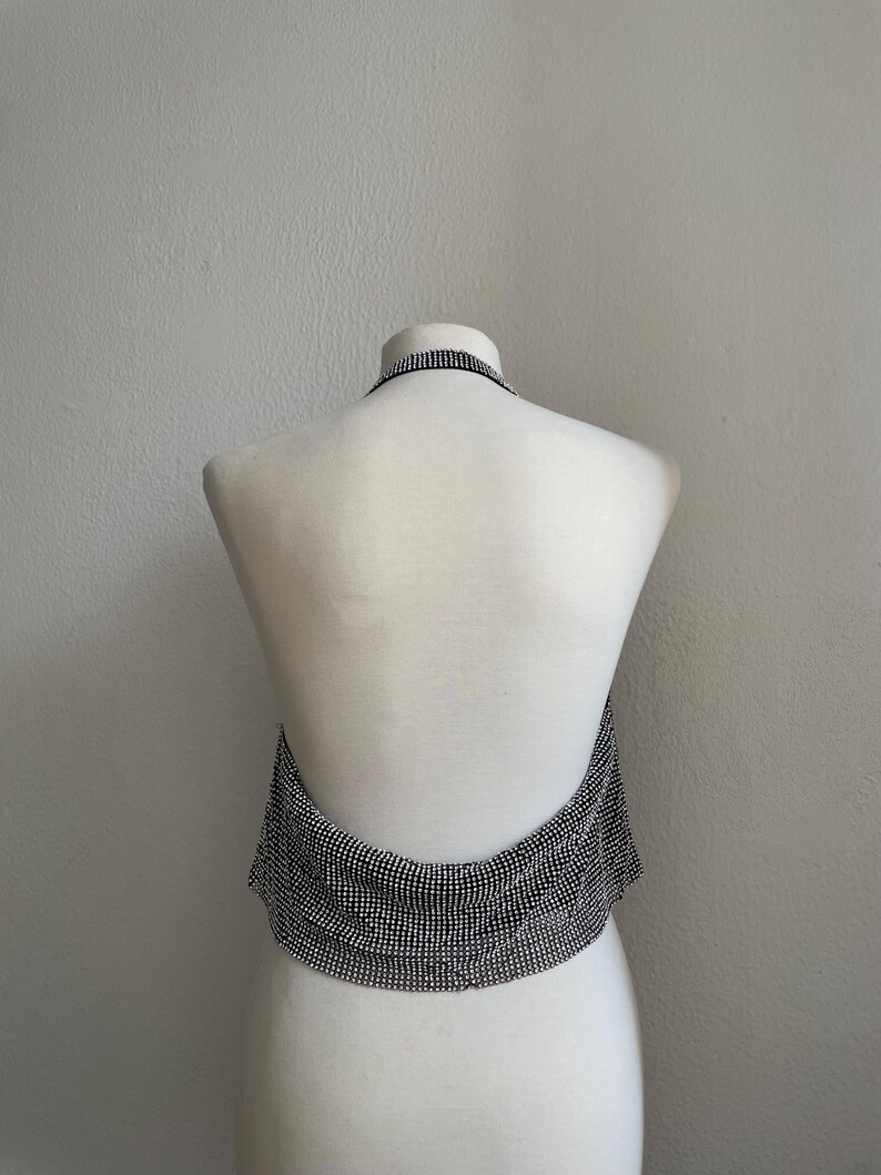 Gemma Top Chainmail Crystal Mesh Metal Party Going Out Night Club Look