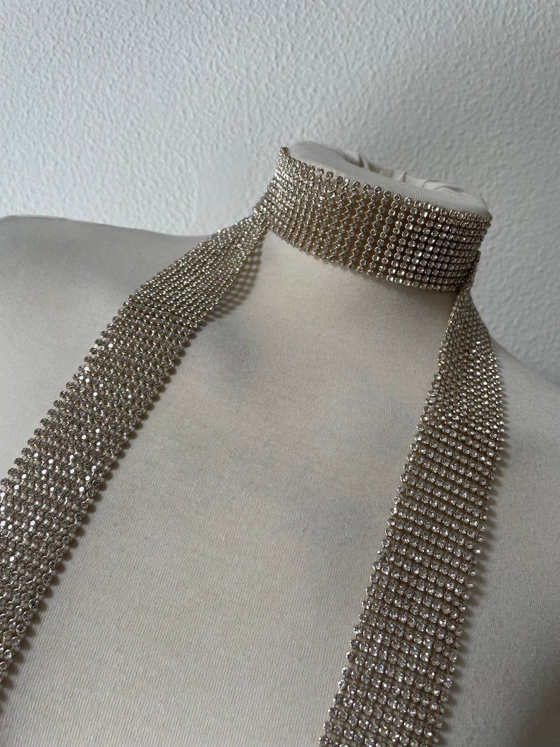 Duchess Scarf Chainmail Crystal Metal Mesh Sparkly Sequins Rave Outfit Party Festival Wear Accessory Y2K 2000s Boho Chic Unisex Women Men image 6