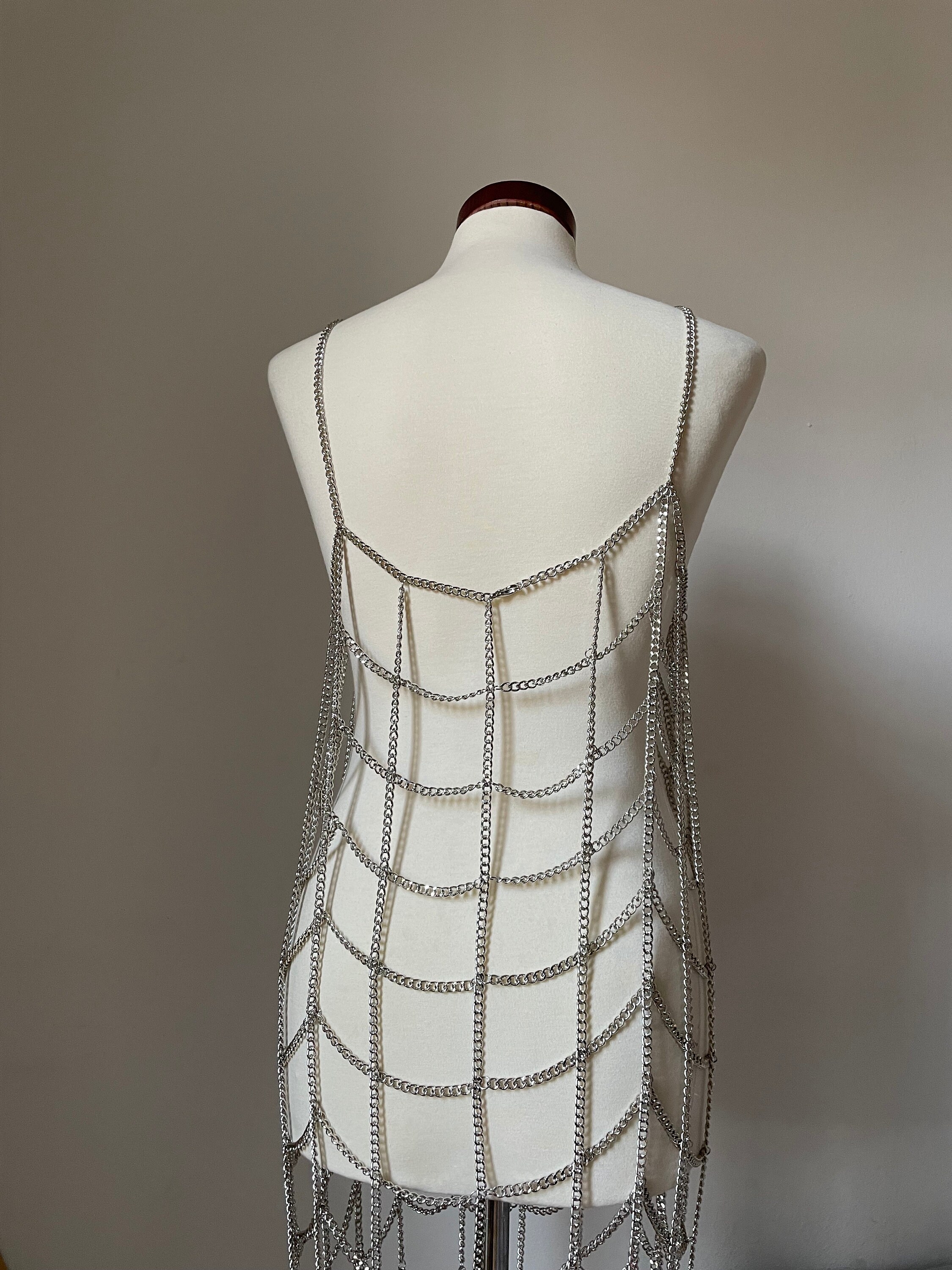 silver metal chain dress Ferrara Silver Metal Mesh Chain Dress