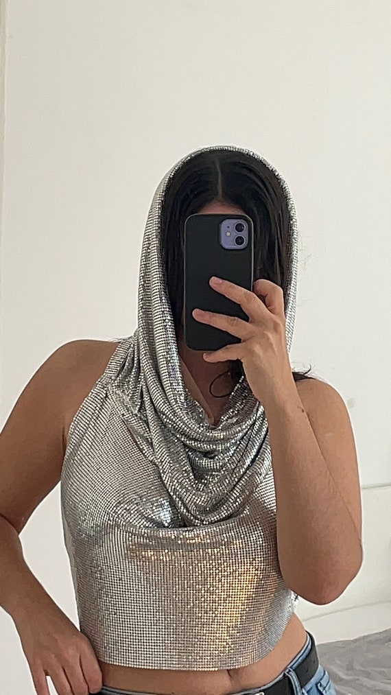 metallic mesh crop top