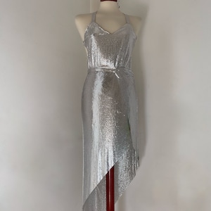 Ivy Metallic Wrap Dress  | Crystal Mesh Metal Chainmail Sparkly Dress Event Gown Cocktail Night Club Party Sequins Glitter New Year Wear