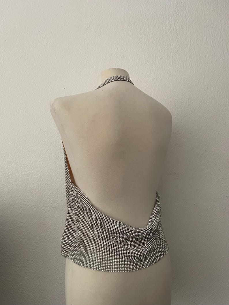 Gemma Top Chainmail Crystal Mesh Metal Party Going Out Night Club Look