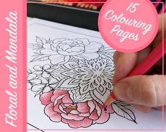 Floral Mandala Coloring Book, Adult Mindfulness (Digital Download) | Printable Instant Download | Relaxing Hobby