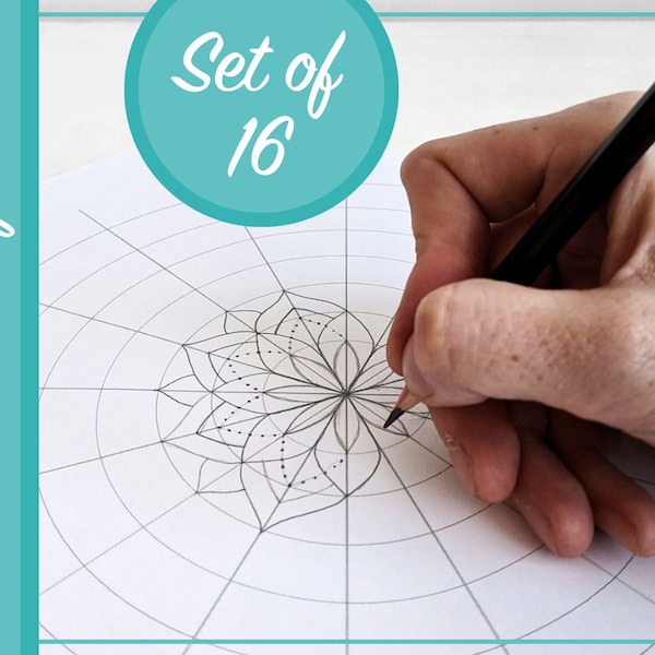 Printable Mandala Drawing Guides - PDF Template Tools Kit Pattern Stencil Dot Art DIY Handdrawn Sketchbook Digital Download Geometric Design