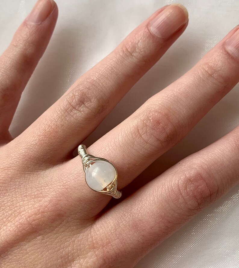 Iridescent White Wire Ring