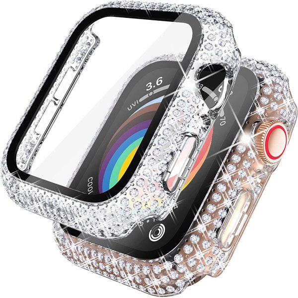 Apple Watch Case, Cover 45mm, Series 2,3,4,5,6,SE, 44mm, 42mm, 41, 40mm,38mm,  Full Bling Rhinestones, Crystals, Diamonds ,Screen protector