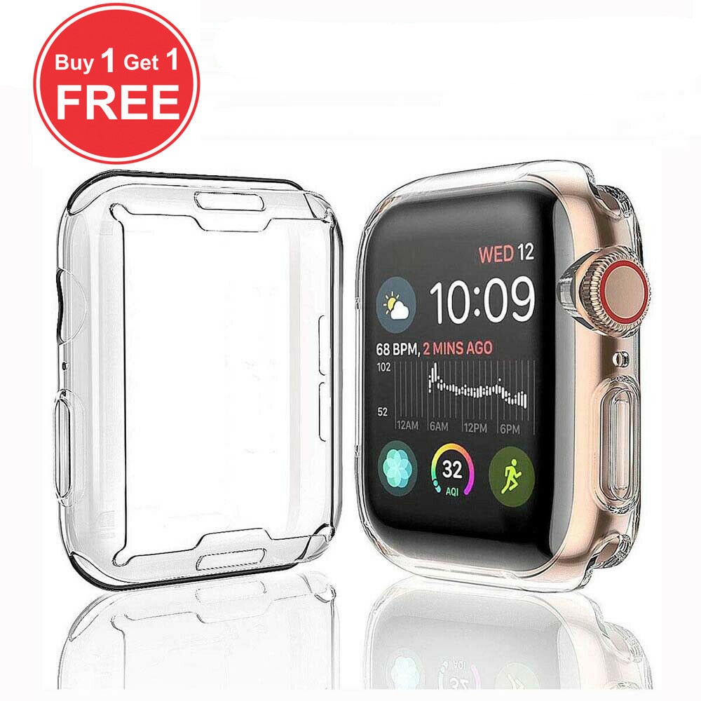 Clear Band + Case for Apple Watch Series 9 8 7 6 SE 5 49mm 45mm 44mm 42mm  41mm Transparent for iwatch 3 38mm 40mm Plastic Strap