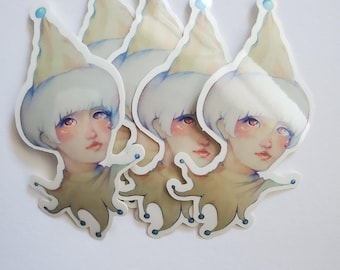 Clown Jester White Hair Kid JJK Uraume Heian Era Clear Glossy Sticker