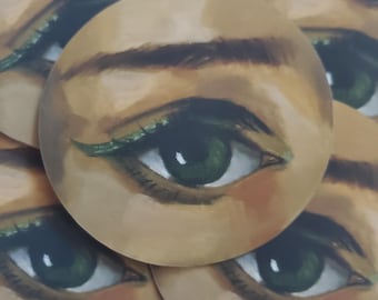Green Painted Eye Circle Sticker 2x2 inches