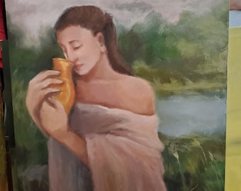 Psalm 56:8 Original 18x24 inch Woman Christian Painting in acrylic paint one of a kind gift home decor