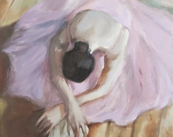 Original 16x20 inch Ballerina Painting in acrylic paint one of a kind gift home decor