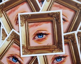 3x3 inches Blue Realistic Eye Painted Square Sticker