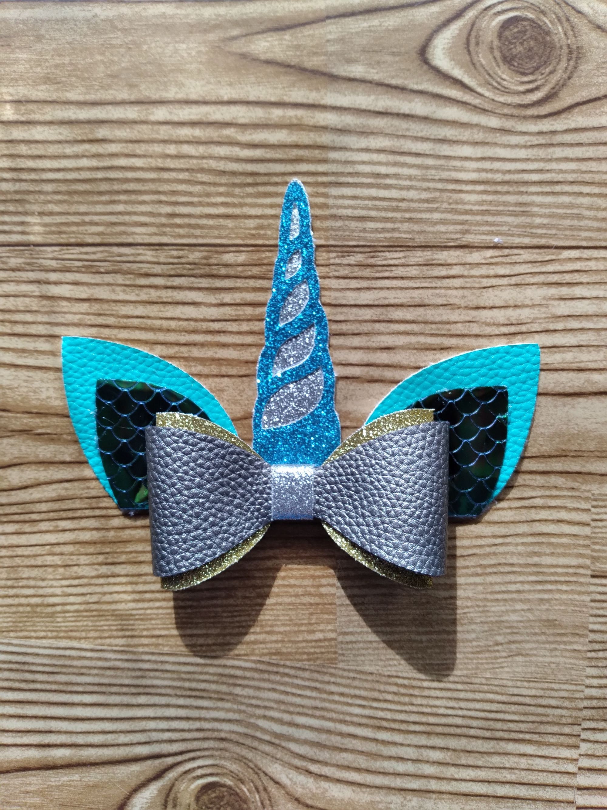 Unicorn Hairbow Unicorn Bow With Ears and Horn Cute Sparkly Hair Bow