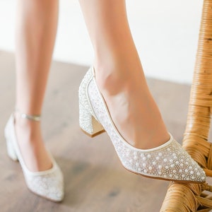 Wedding Dress pearl embroidered stone detailed transparent bridal shoes handmade special design image 1