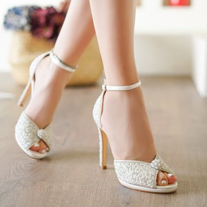 wedding dress stiletto stylish design slim heel elegant bridal shoes