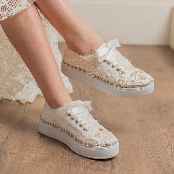 wedding dress bridal sport lace and pearl embroidered personalized stylish designer wedding shoes