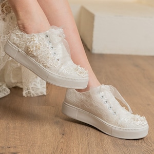 wedding dress bridal sport lace and pearl embroidered personalized stylish designer wedding shoes